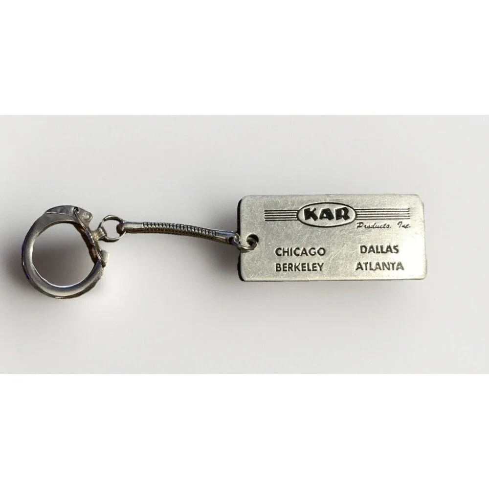 Vtg KAR Products Inc - Keychain Advertisement - Chicago, Dallas, Berkeley, ATL